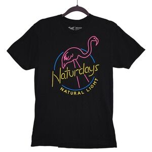 Brew City Naturdays Natural Light Flamingo Neon Graphic T Shirt Mens Size Medium
